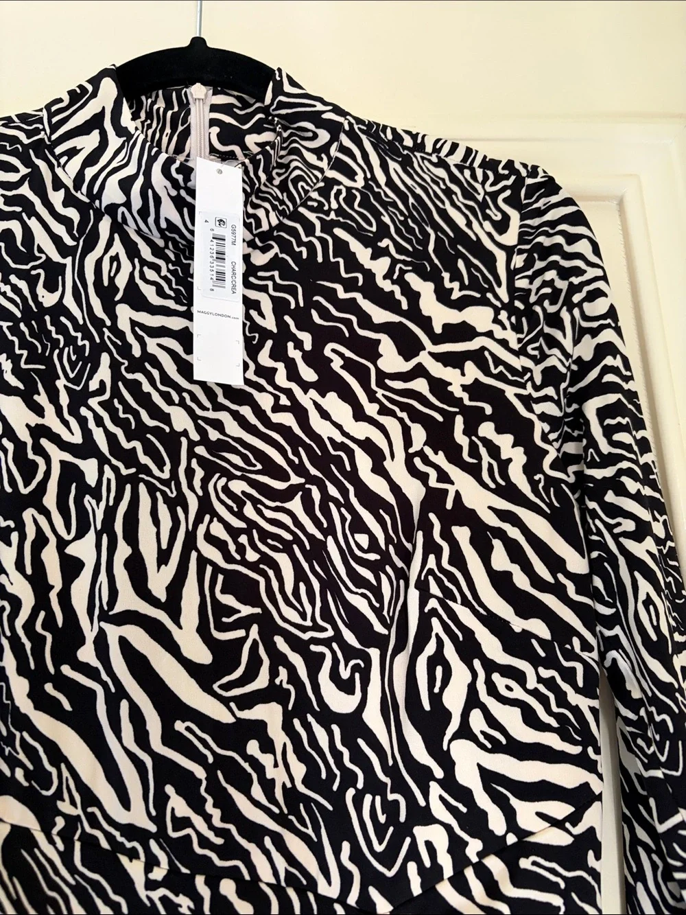 NWT Maggy London Black & White Zebra Print Wrap Dress